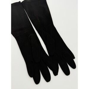 Vintage Black Stretch Nylon Evening Gloves 14" Opera Length Mid Century 1950s